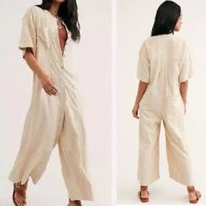 Free People Current Obsession Jumpsuit in Beige XS